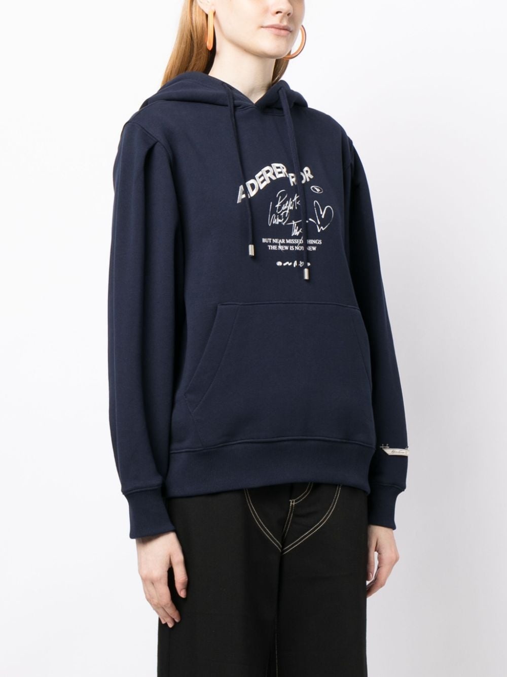 logo-embroidered cotton hoodie - 3