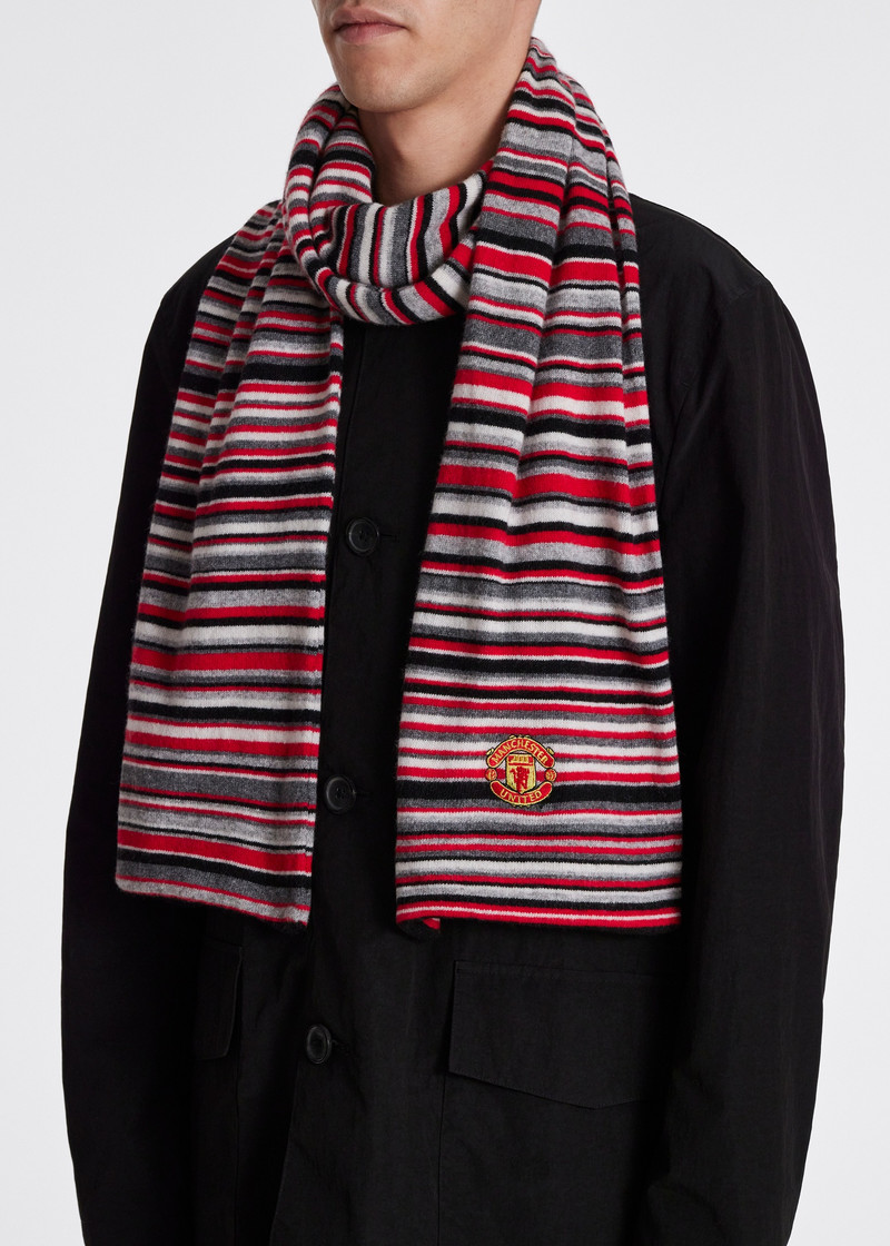 Paul Smith & Manchester United – Red Striped Wool-Cashmere Scarf 6