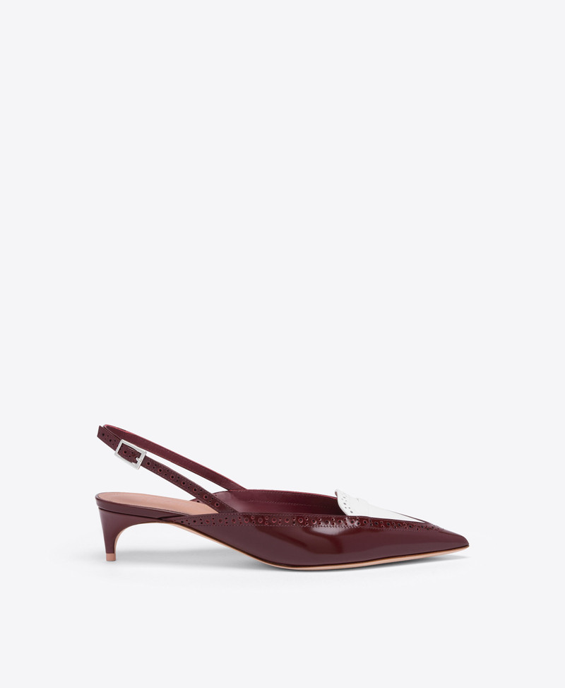 Laurie 40 Red & White Brushed Leather Slingbacks 1