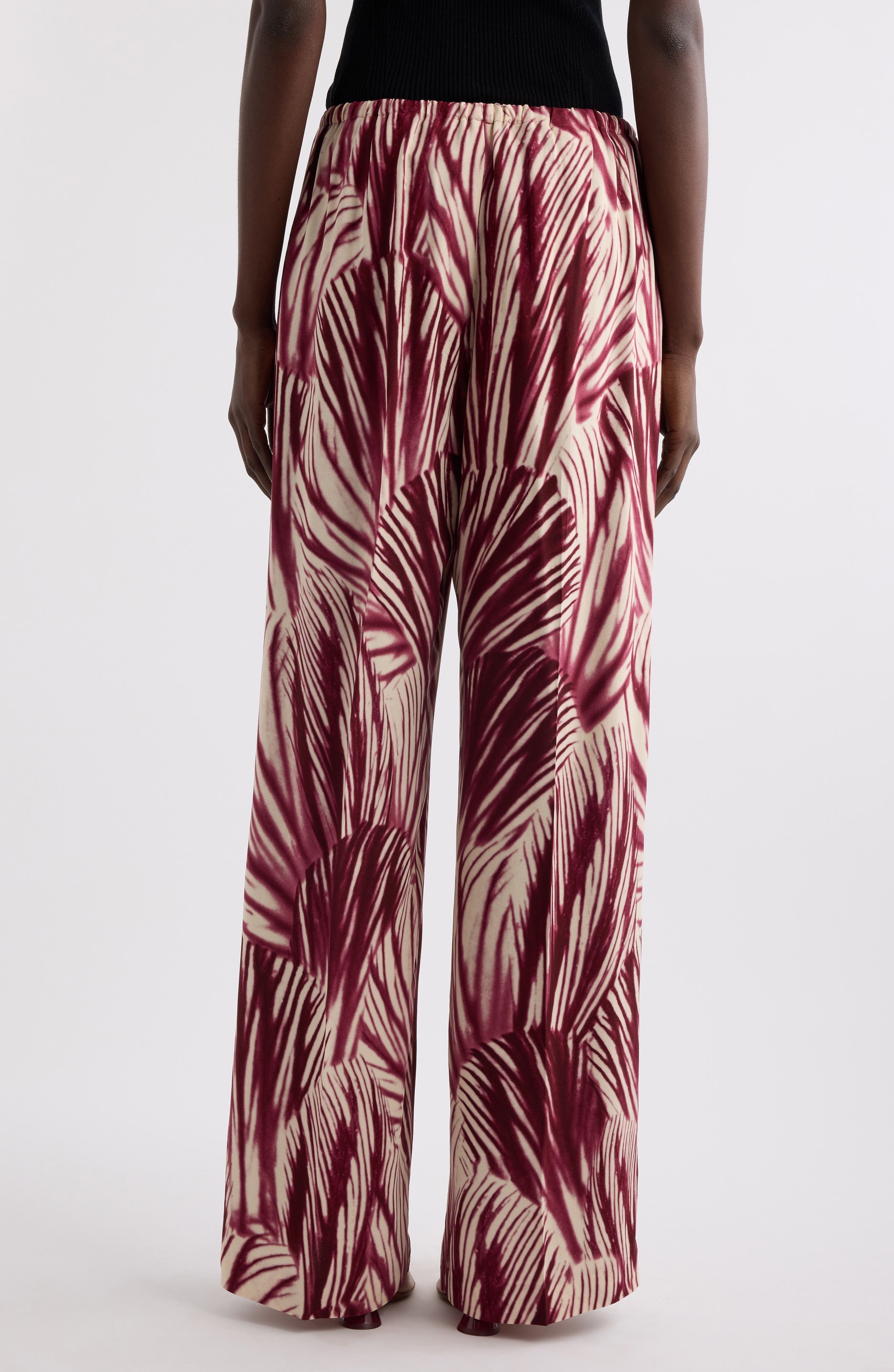 Dries Van Noten Puvis Print Drawstring Pants in Burgundy at Nordstrom - 3