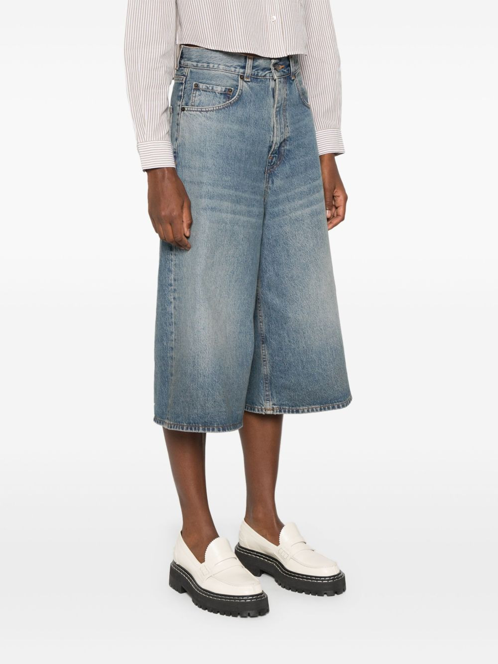 knee-length denim shorts - 3