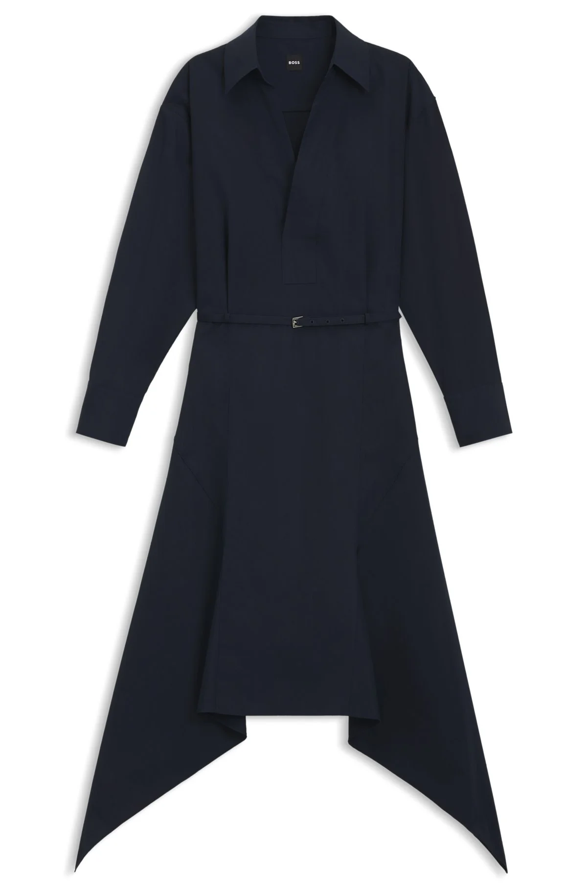 COTTON-POPLIN SHIRT DRESS WITH BELT - 1
