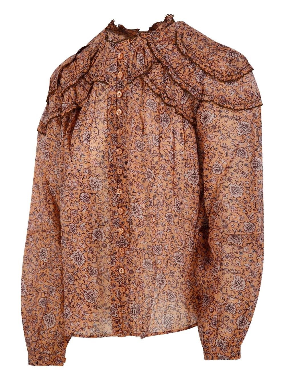 ruffled paisley-print blouse - 3