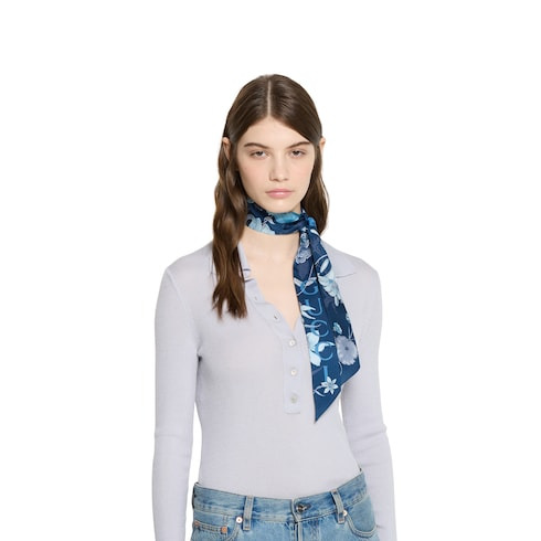 Printed silk twill neck bow - 3