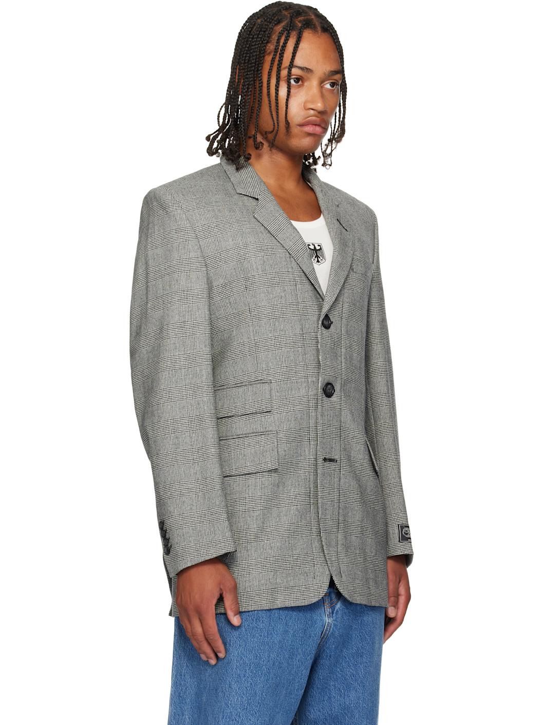 Gray Fitted Zip Tailored Blazer - 2