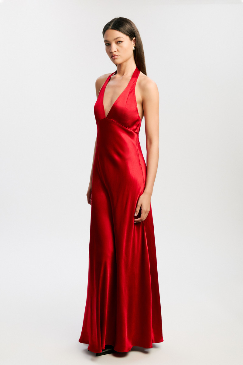 Magdalene Halter Dress In Deep Red 6