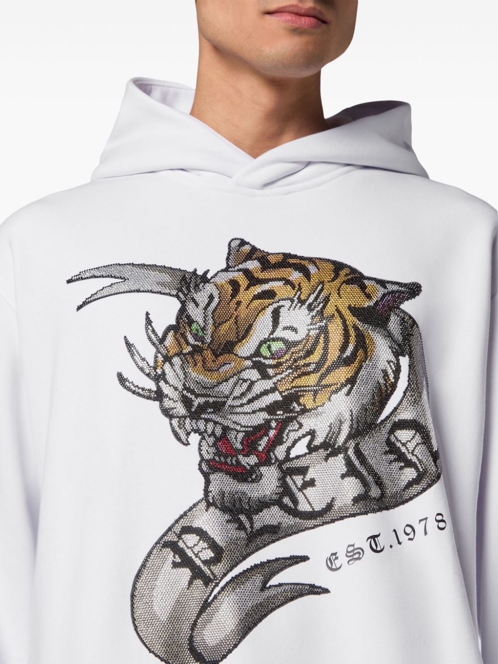 crystal-embellished tiger-print hoodie - 6