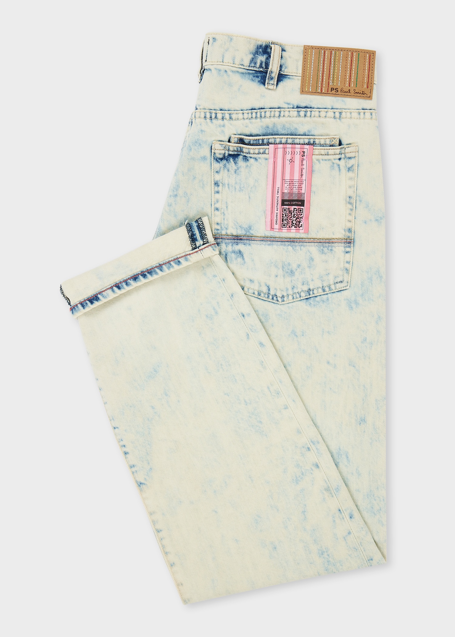 Relaxed Tapered-Fit White Bleach-Wash Jeans - 2
