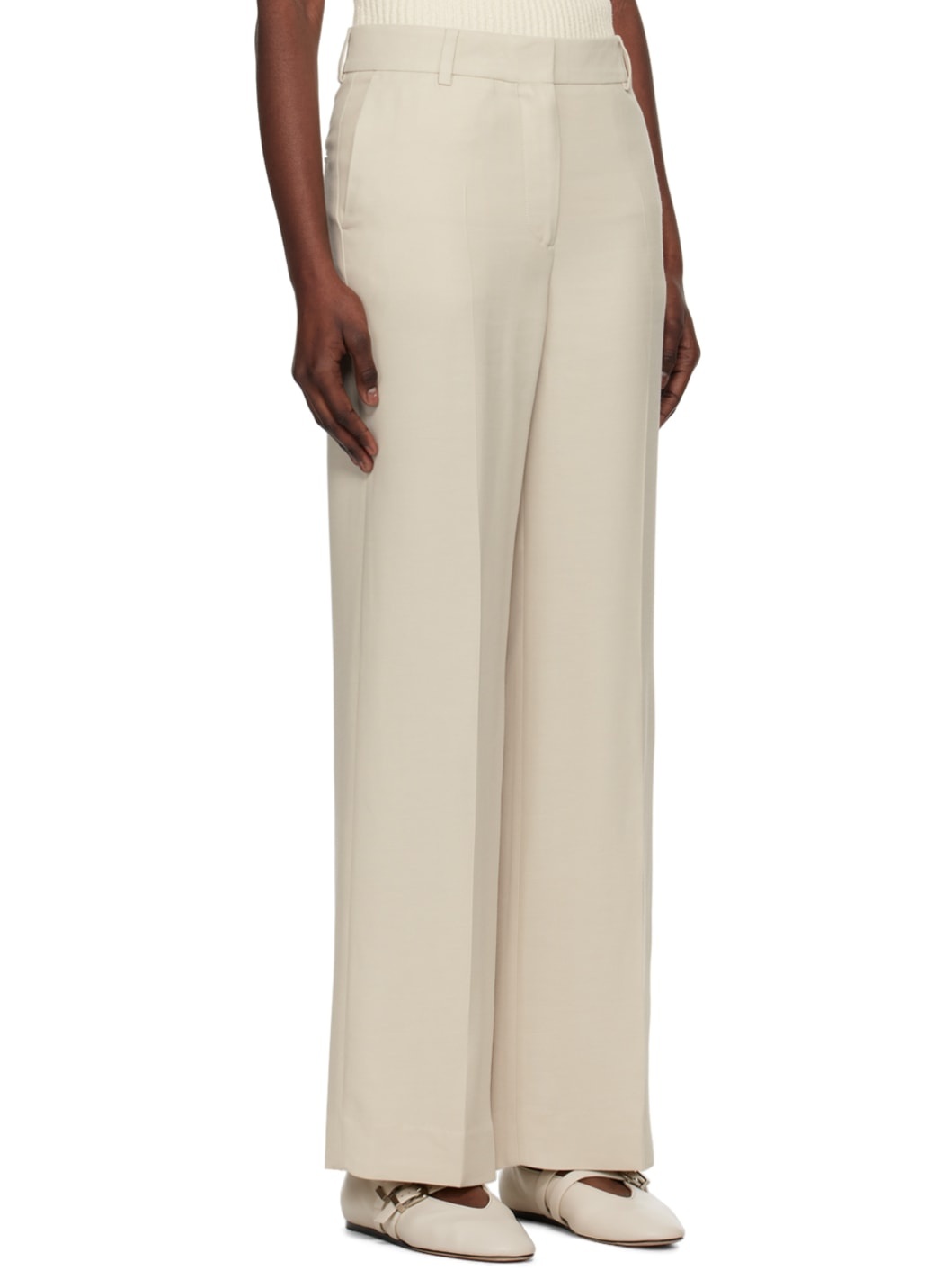 Beige Straight-Leg Trousers - 2