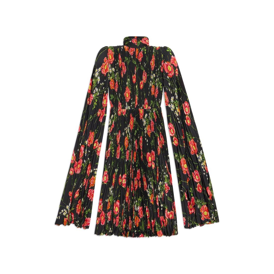 Women's Poppy Scarf Pleated Dress in Black - 6