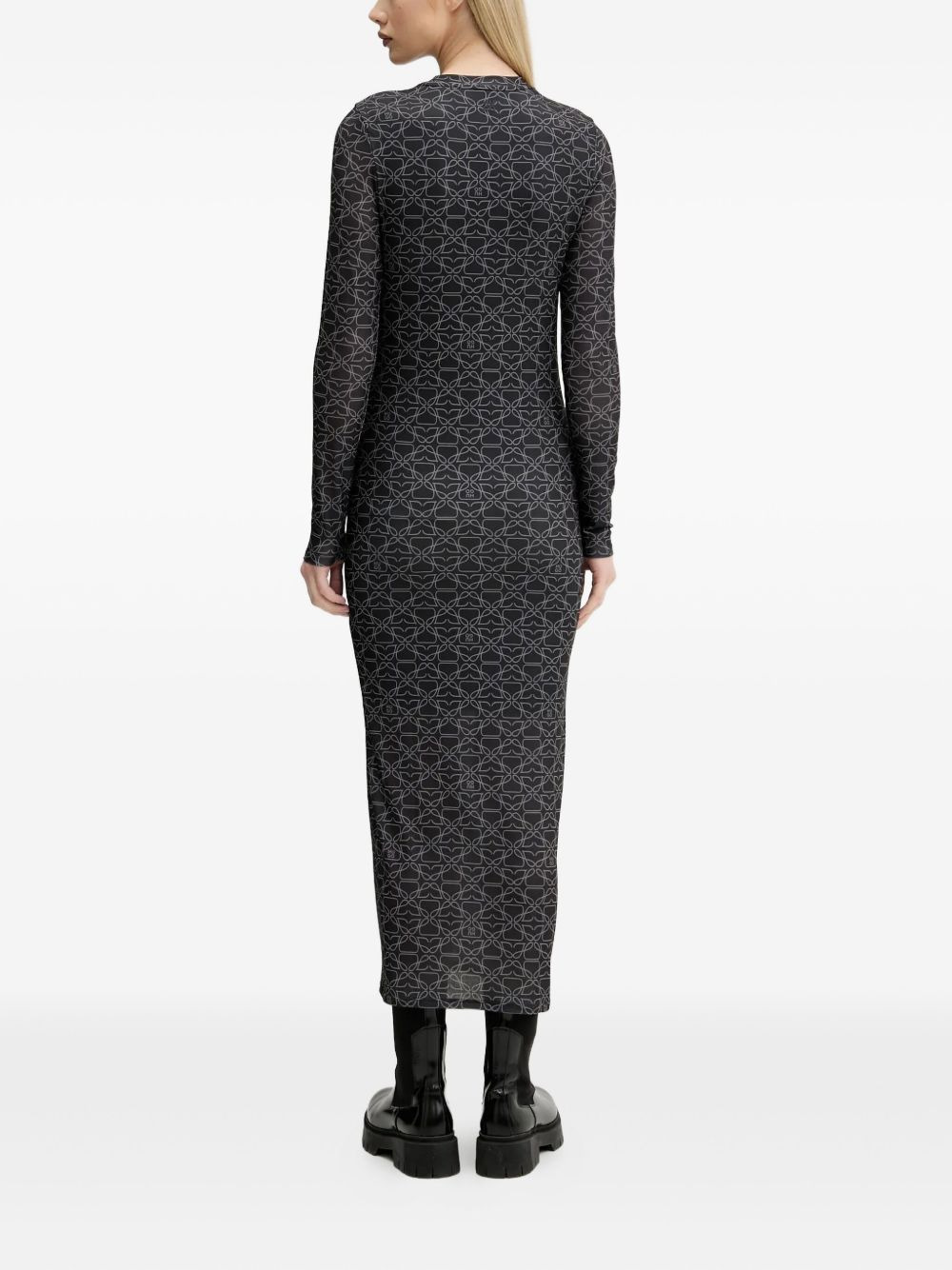 printed long-sleeve maxi dress - 4