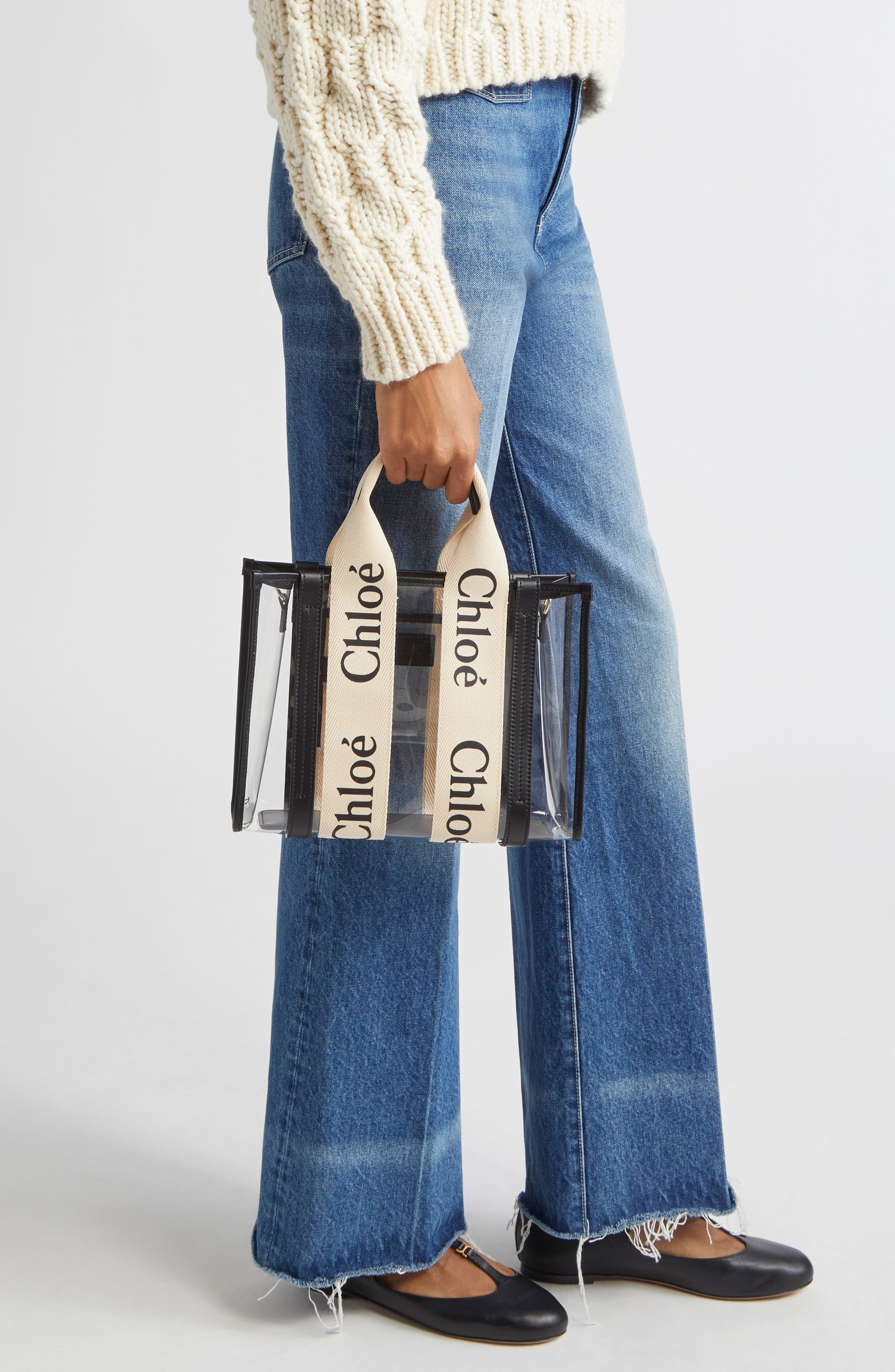 Chloé Small Woody Jelly & Leather Tote Bag in White at Nordstrom - 3