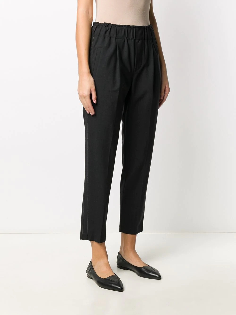 cropped elasticated-waist trousers - 3