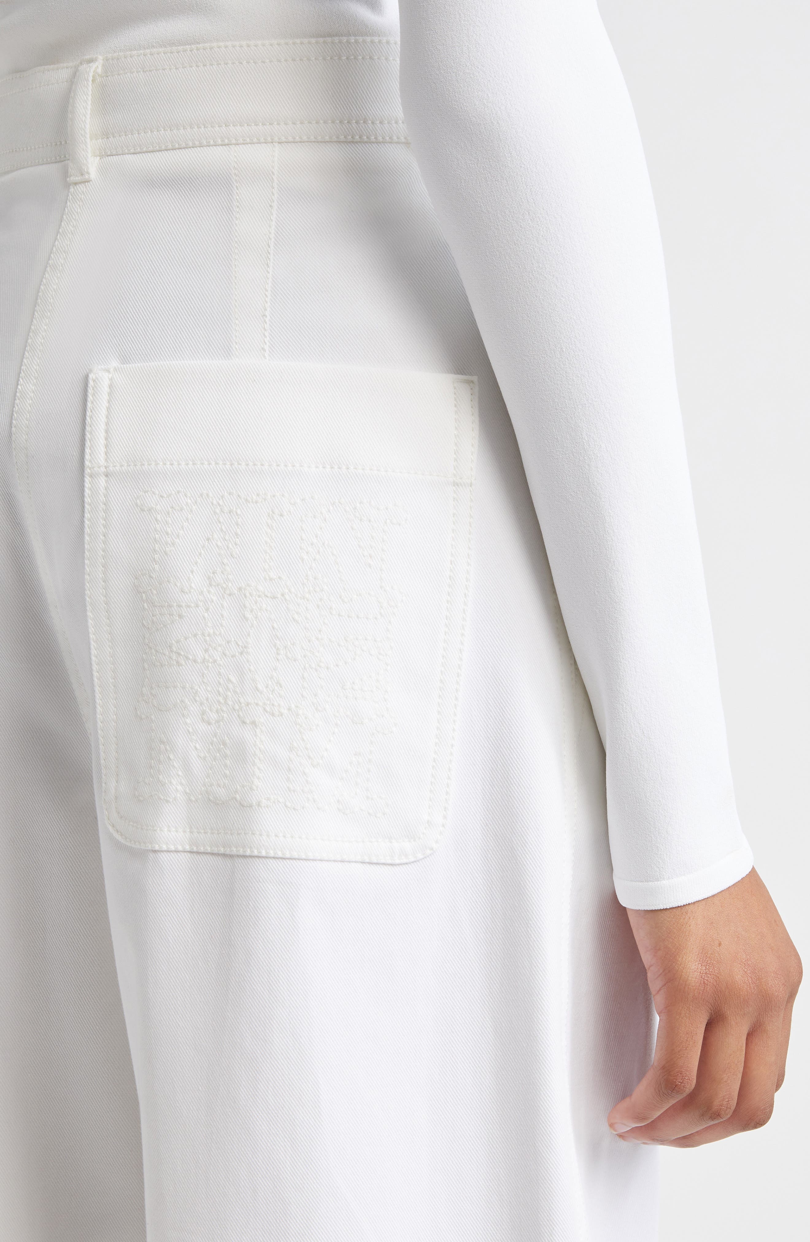 Max Mara Mina Wide Leg Crop Stretch Denim Trousers in White at Nordstrom - 5