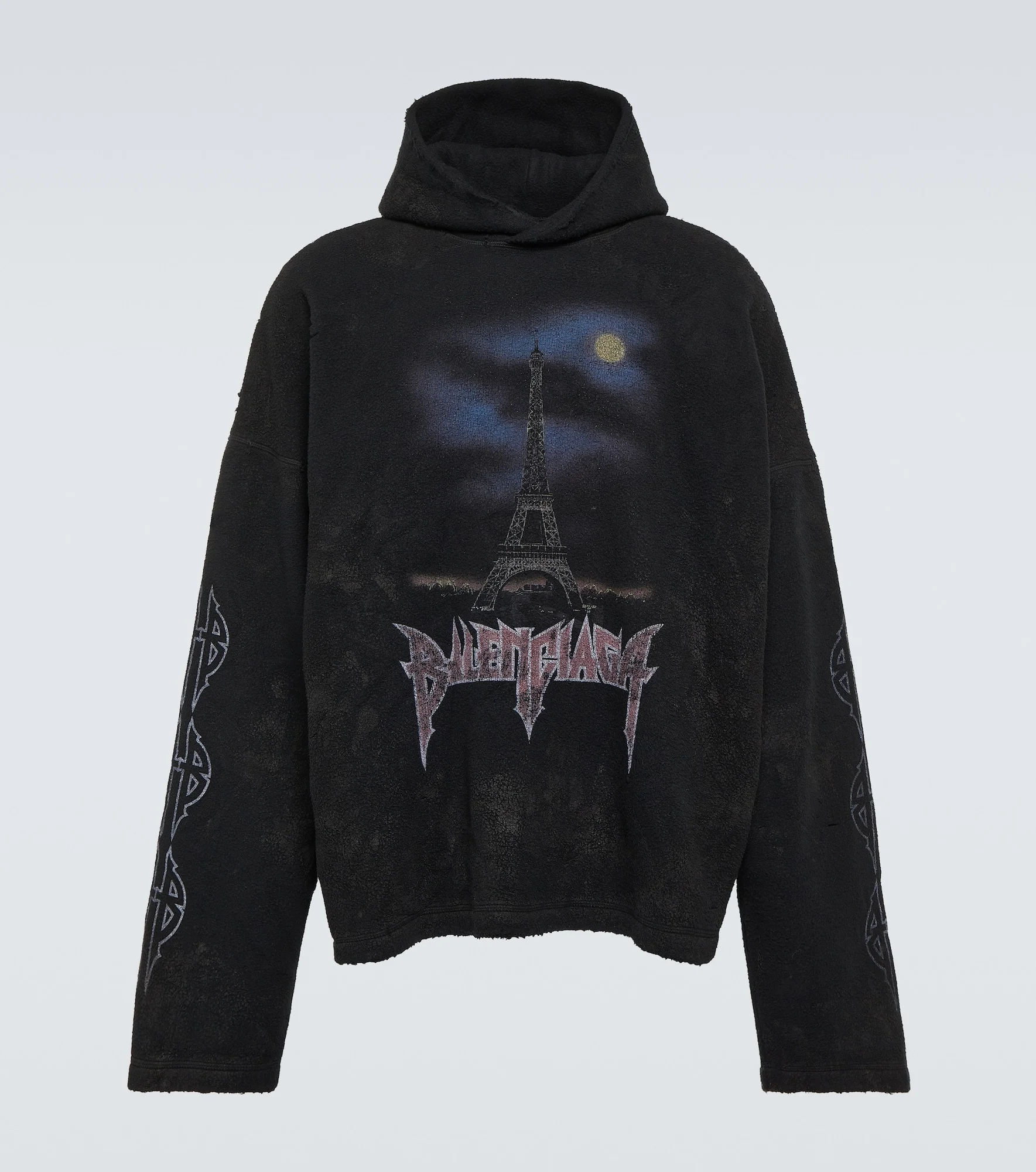 Paris Moon crinkled fleece hoodie - 1