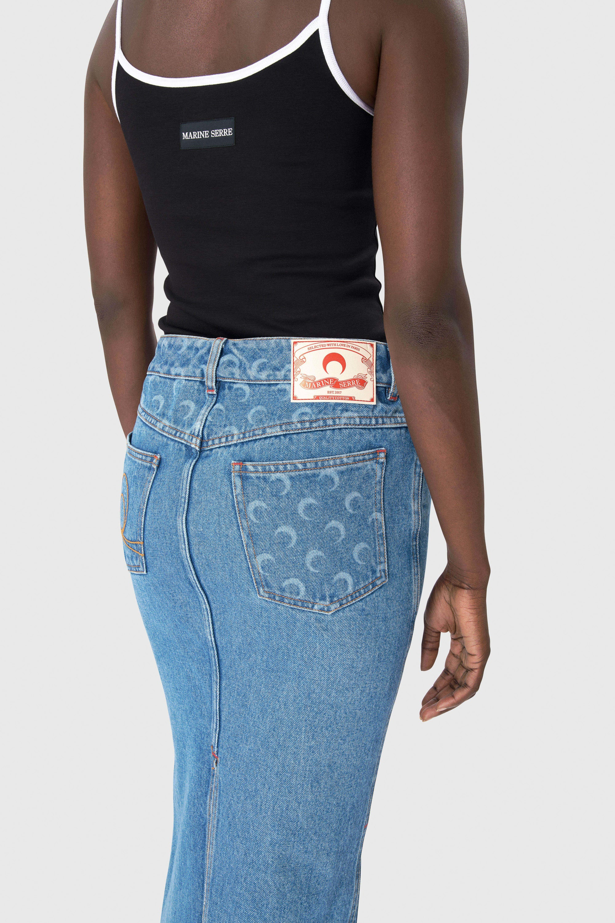 Moon Laser Denim Long Skirt - 3