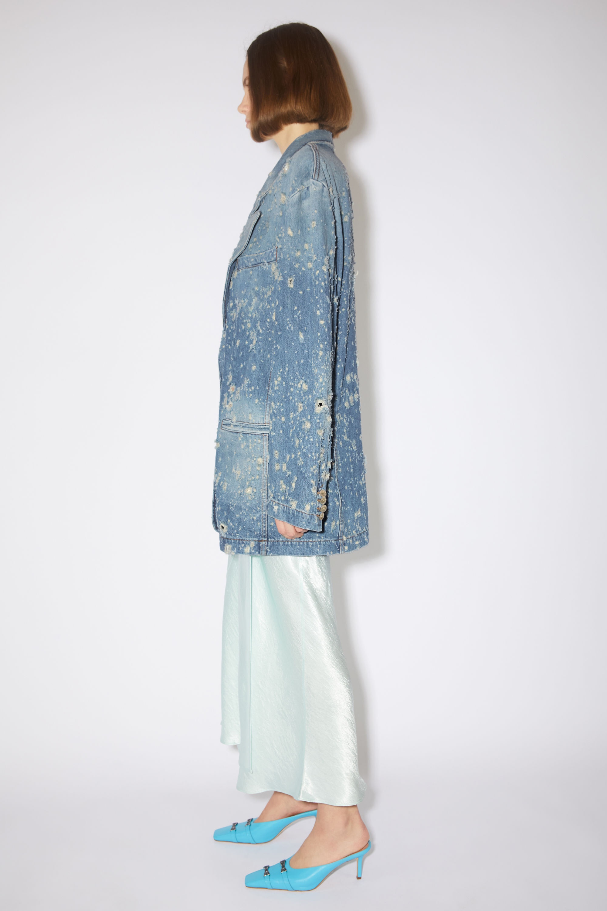 Relaxed fit denim suit jacket - Mid blue - 4