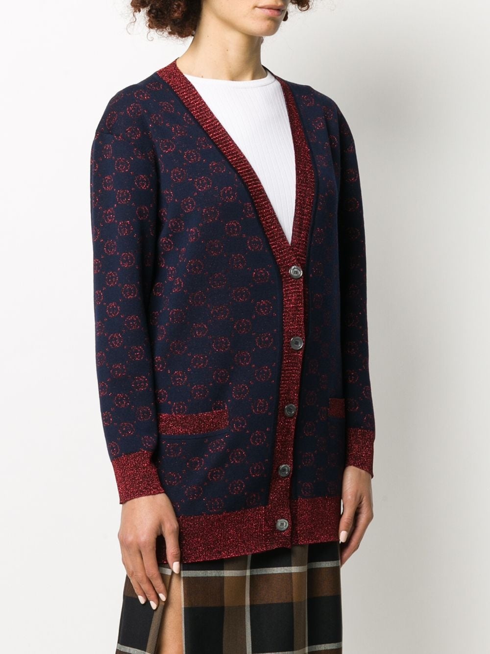 jacquard GG knitted cardigan - 3