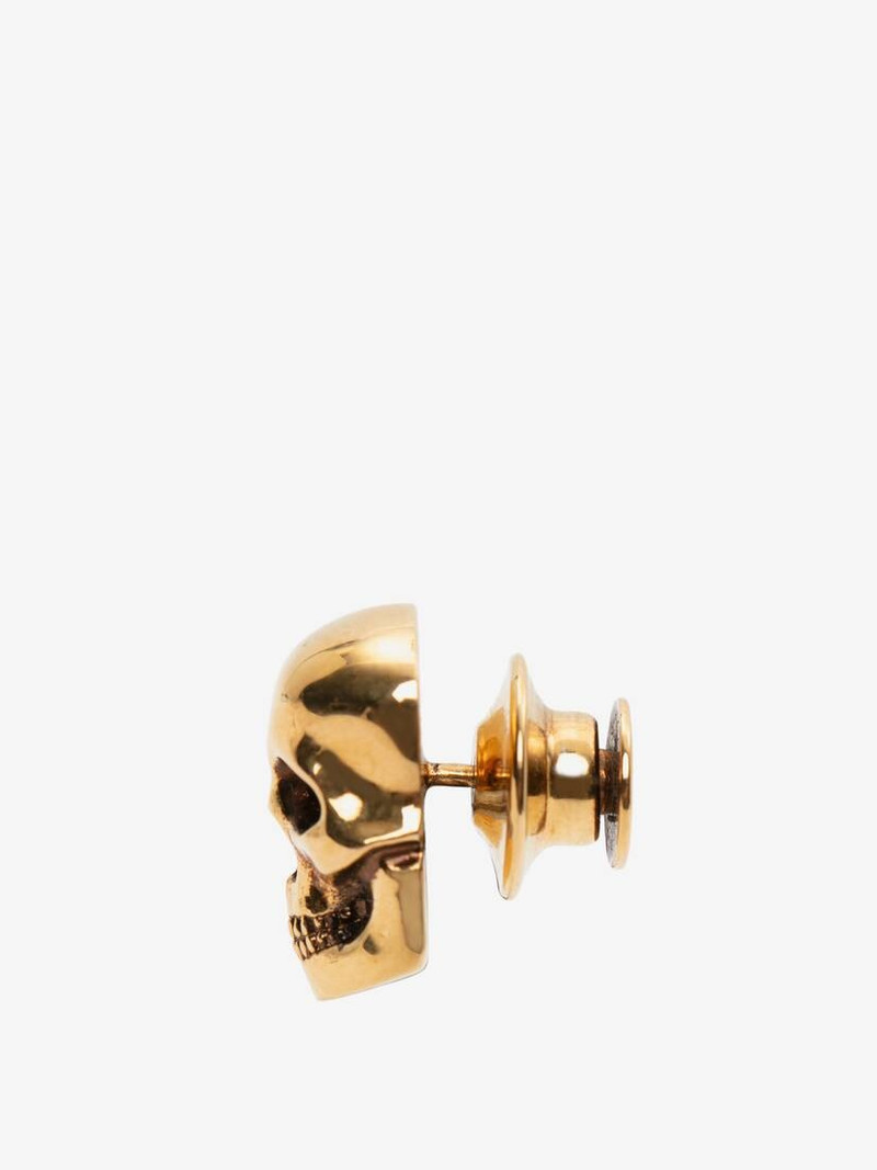 Alexander McQueen Skull Pin Badge in Antique Gold outlook