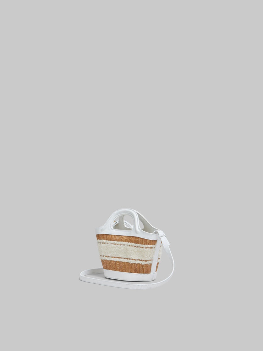 WHITE LEATHER RAFFIA-EFFECT TROPICALIA MICRO BAG WITH TUFTED LOGO - 3