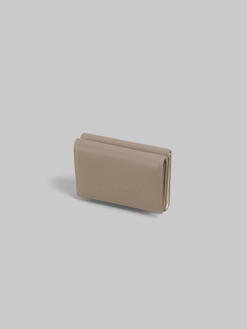 TAUPE LEATHER TRIFOLD WALLET WITH RAISED MARNI LOGO - 4
