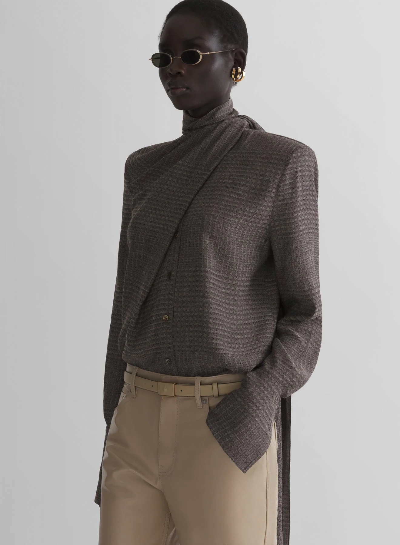 taupe boxy shirt - 1