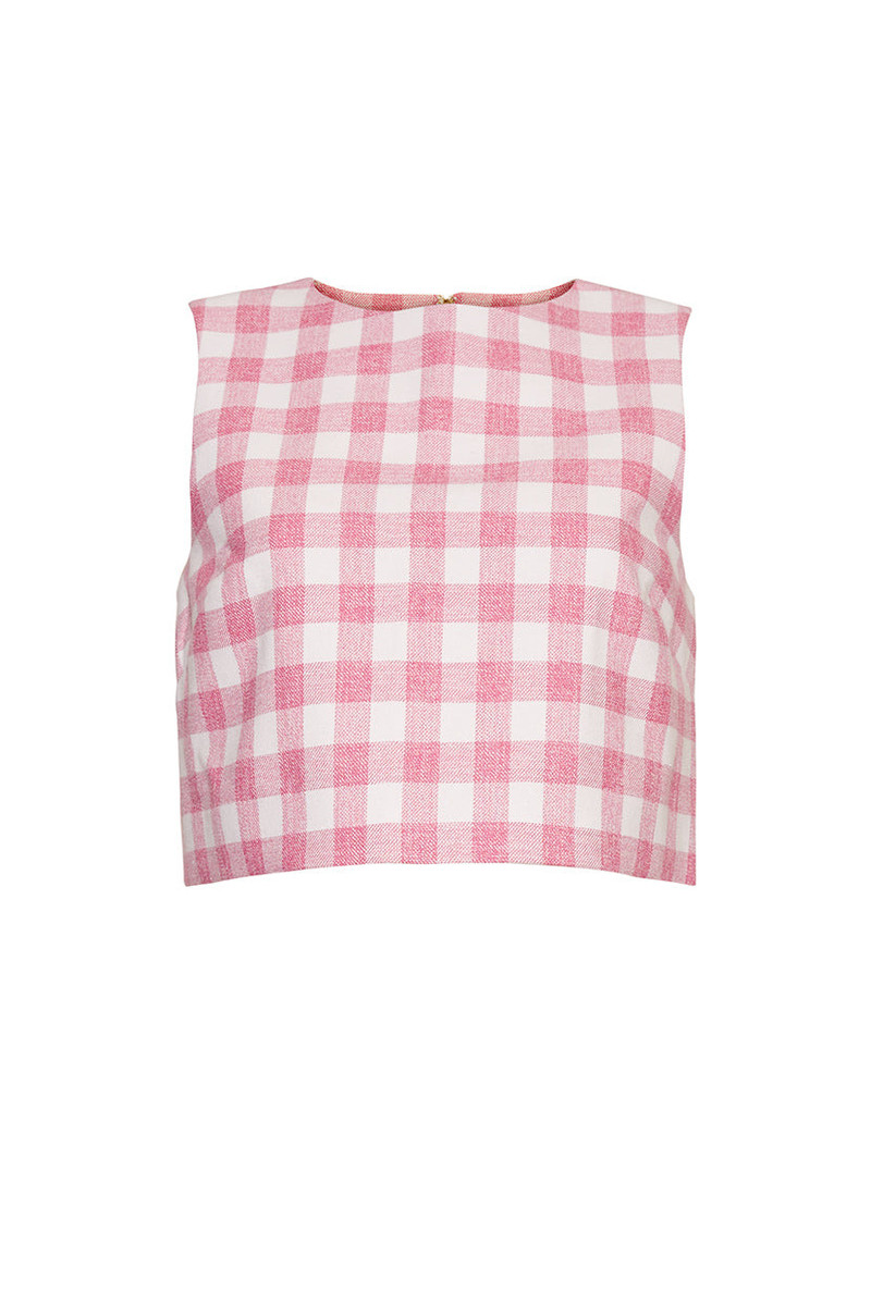 Debbie Top Sleek and Sophisticated with a Monochromatic Grid Pattern 1