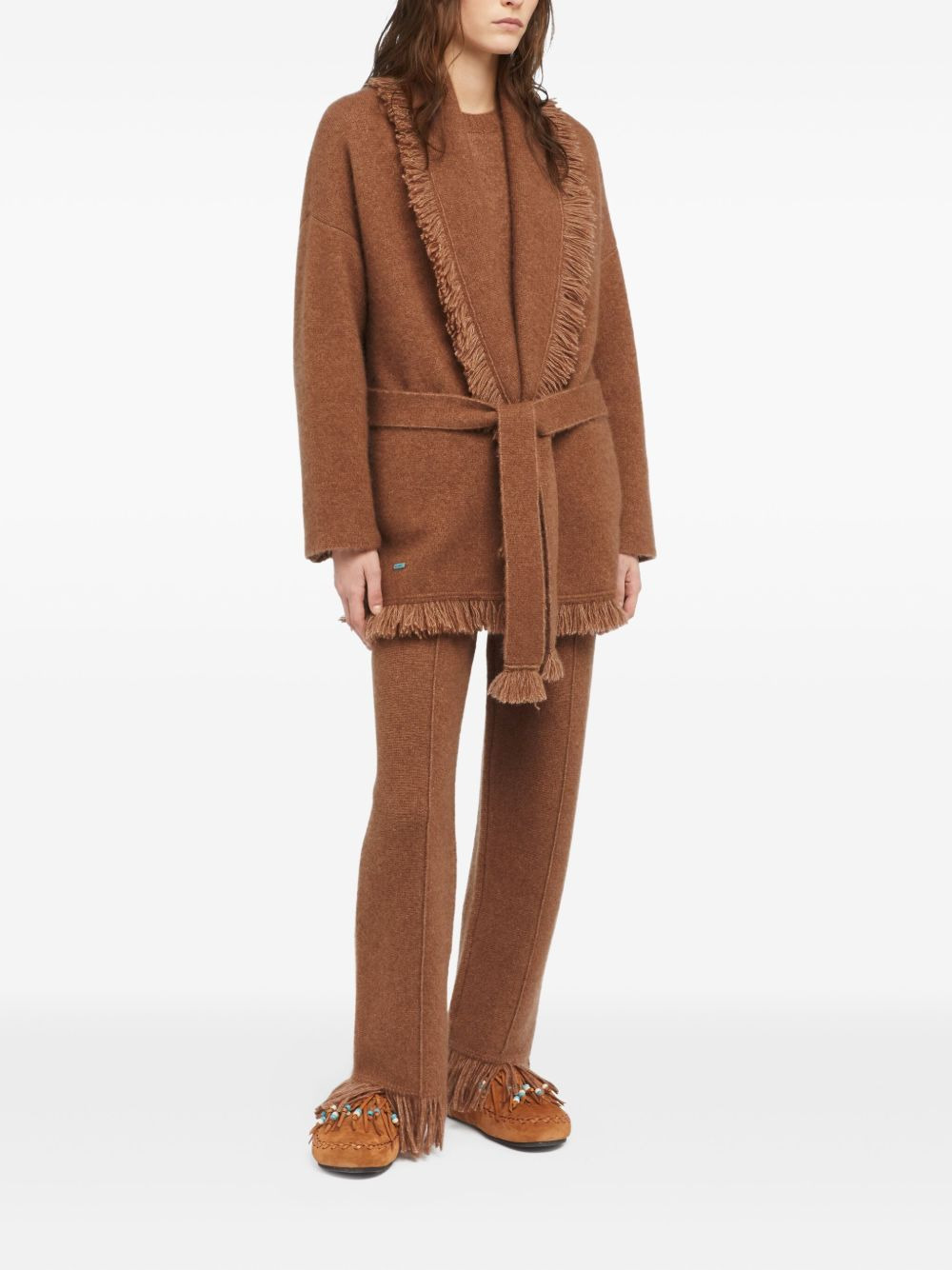 Finest fringed belted cardigan - 3