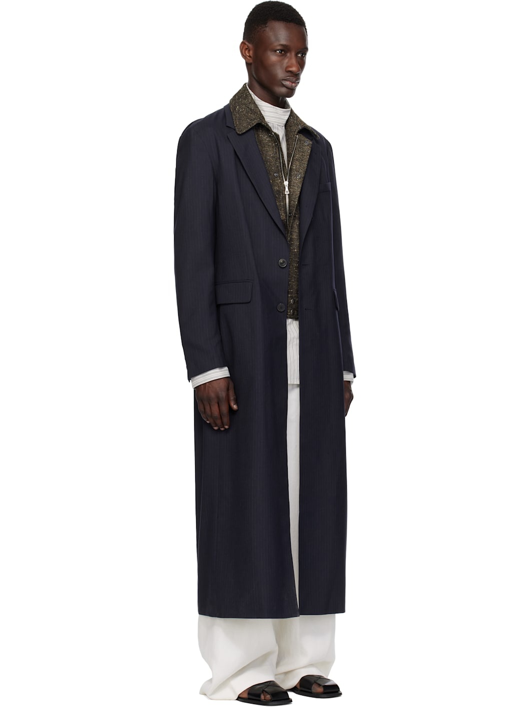 Navy Wool Coat - 2
