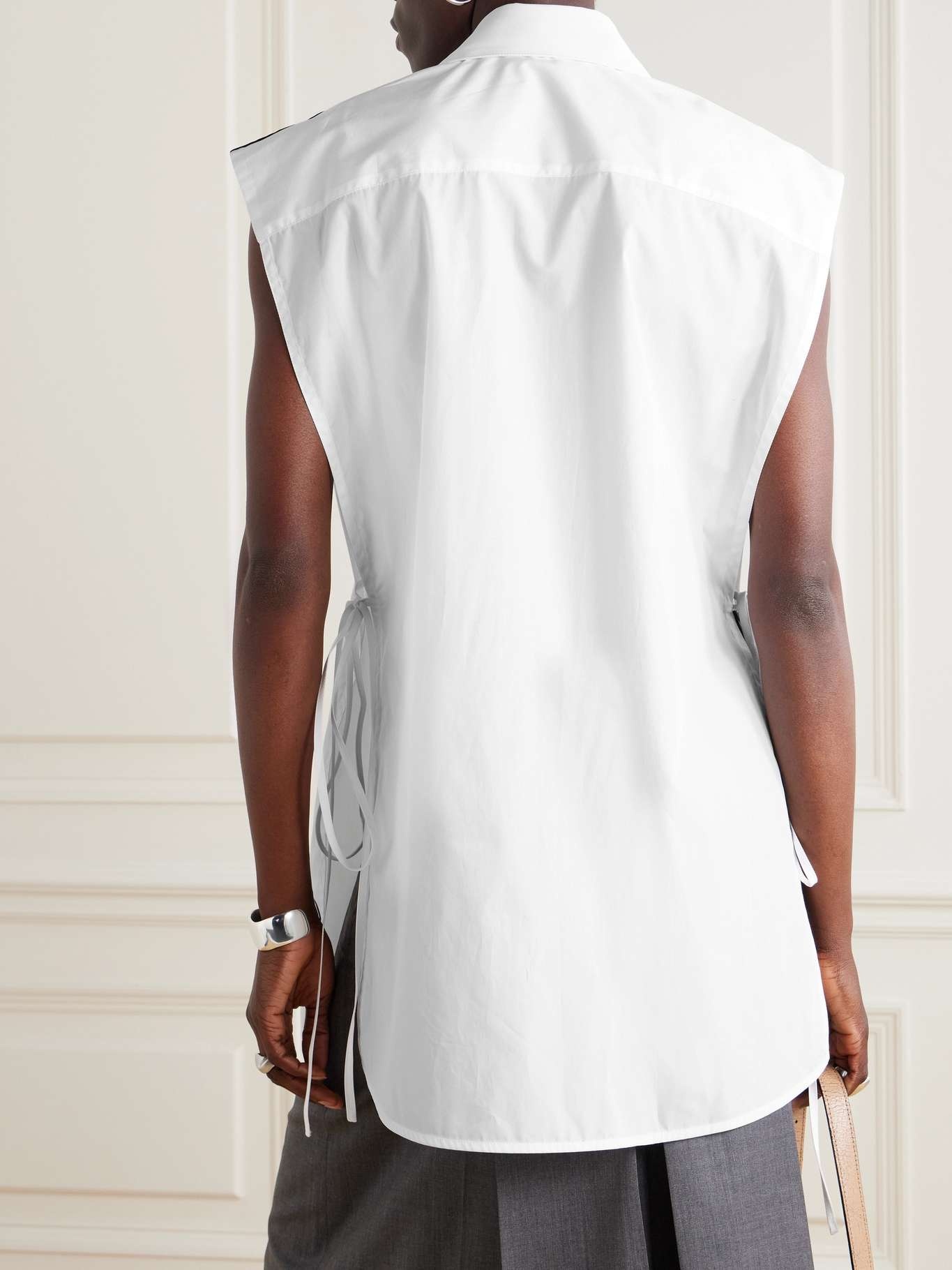 Peter tie-detailed cotton-poplin blouse - 3
