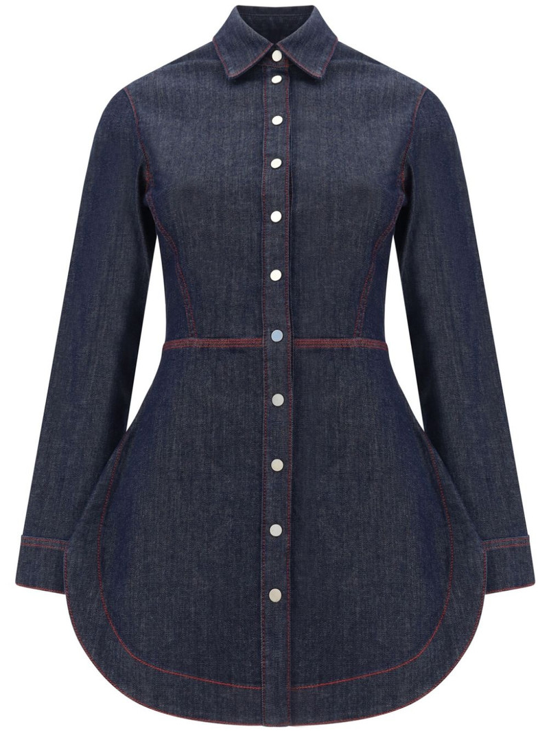 contrasting-trim denim shirtdress - 1