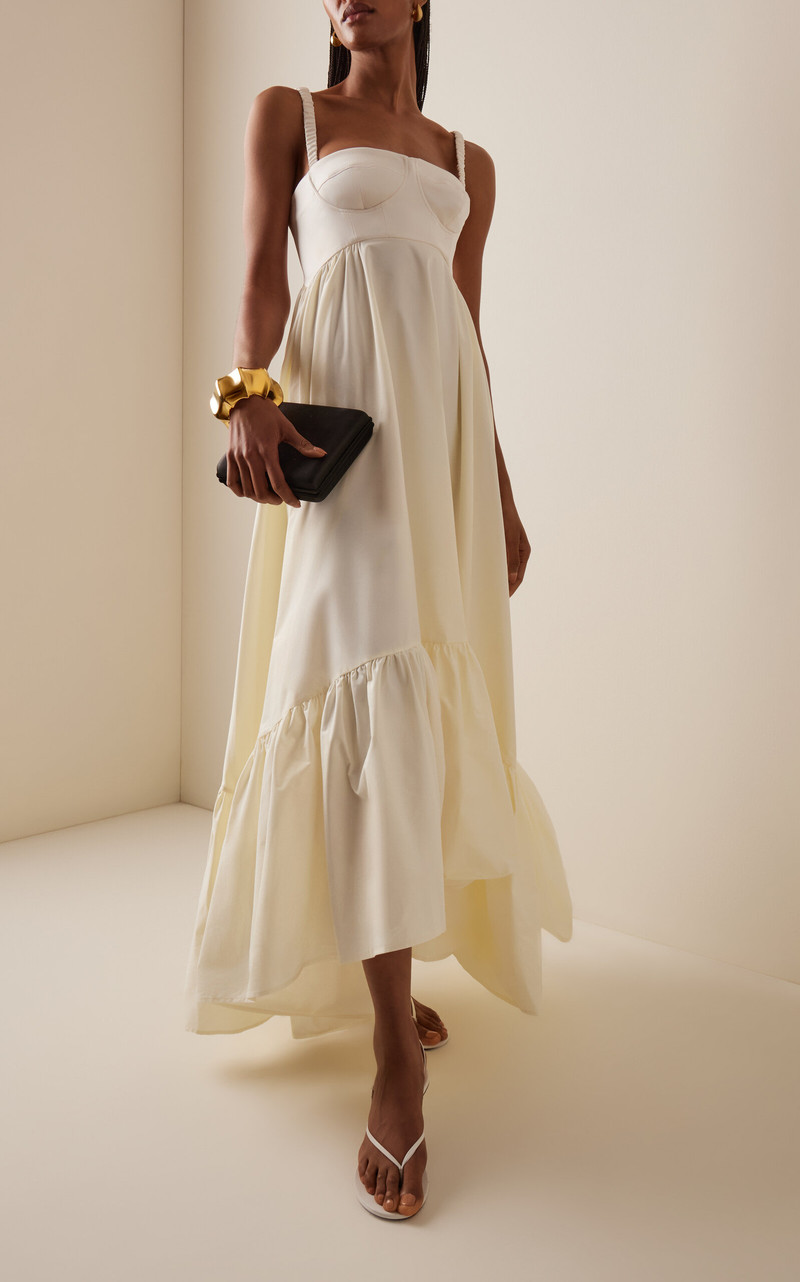 ANNA OCTOBER Snowdrop Asymmetric Cotton-Blend Maxi Dress white outlook