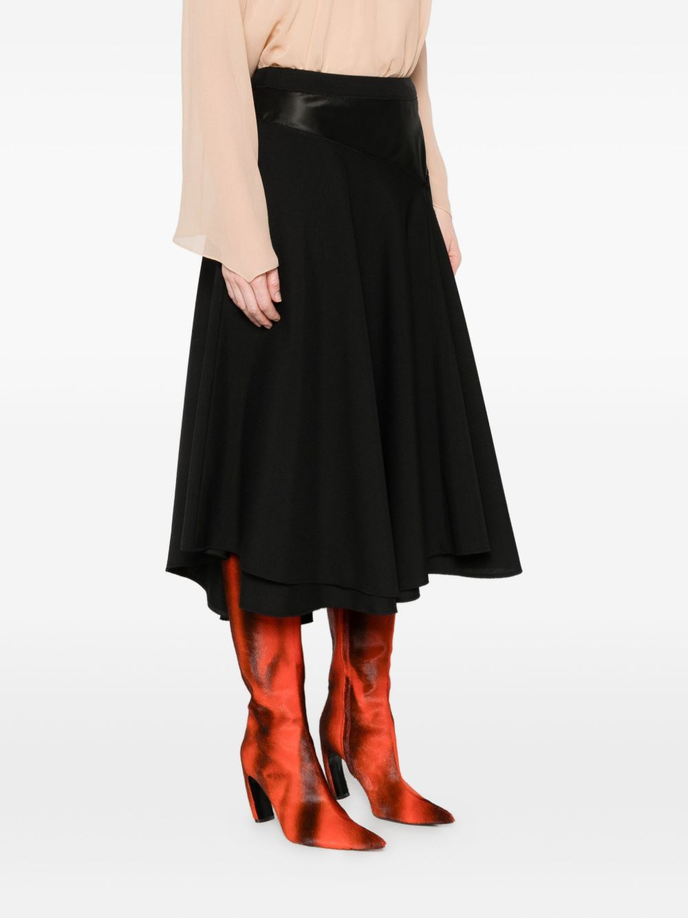 satin-panel midi skirt - 3