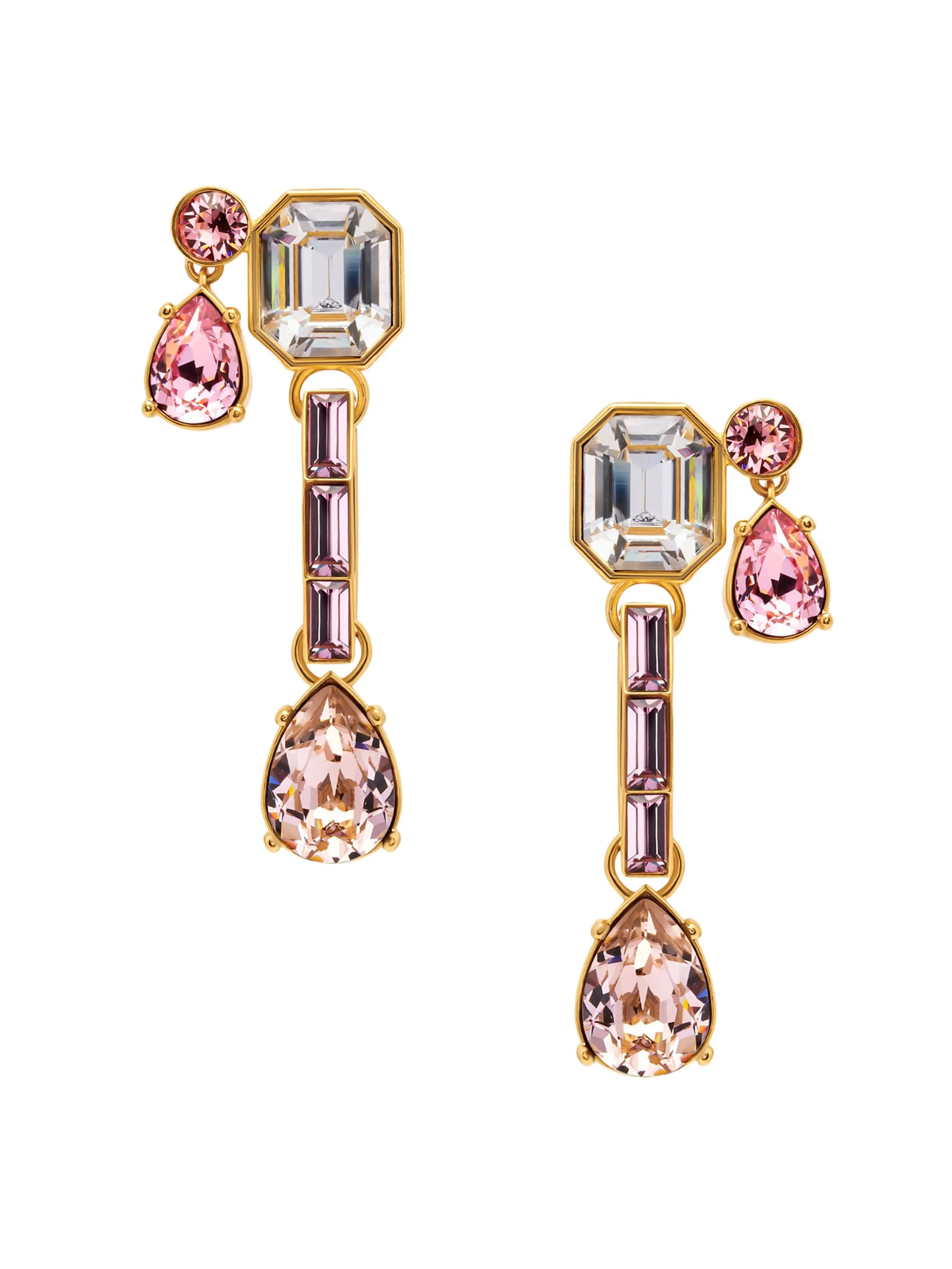 Women's 24K-Gold-Plated & Glass Crystal Clip-On Drop Earrings - Rose - 1