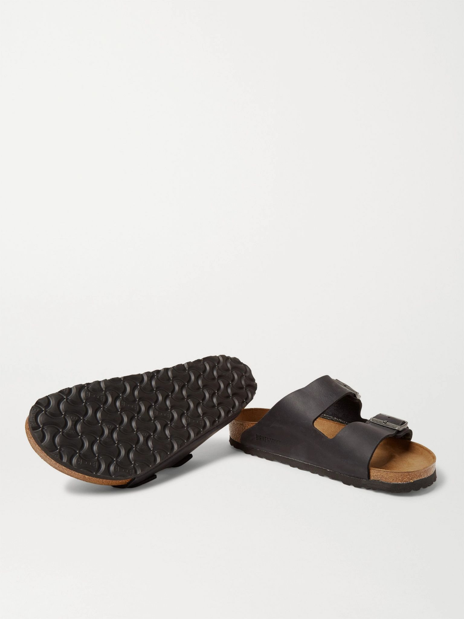 Arizona Oiled-Leather Sandals Black - 6