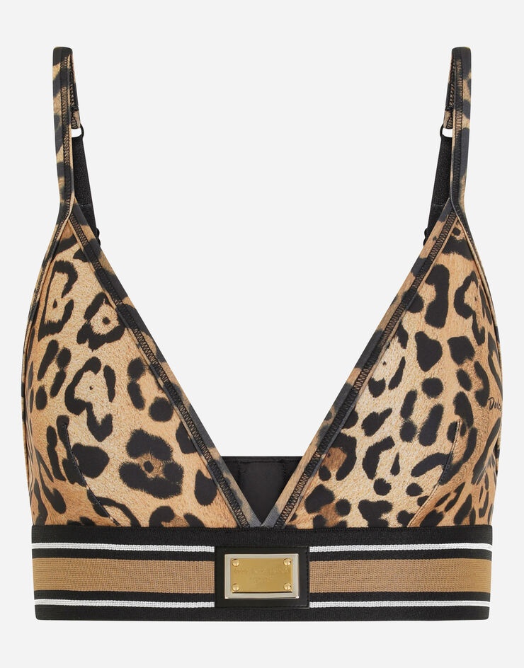 Leopard-print spandex/jersey bralet - 3