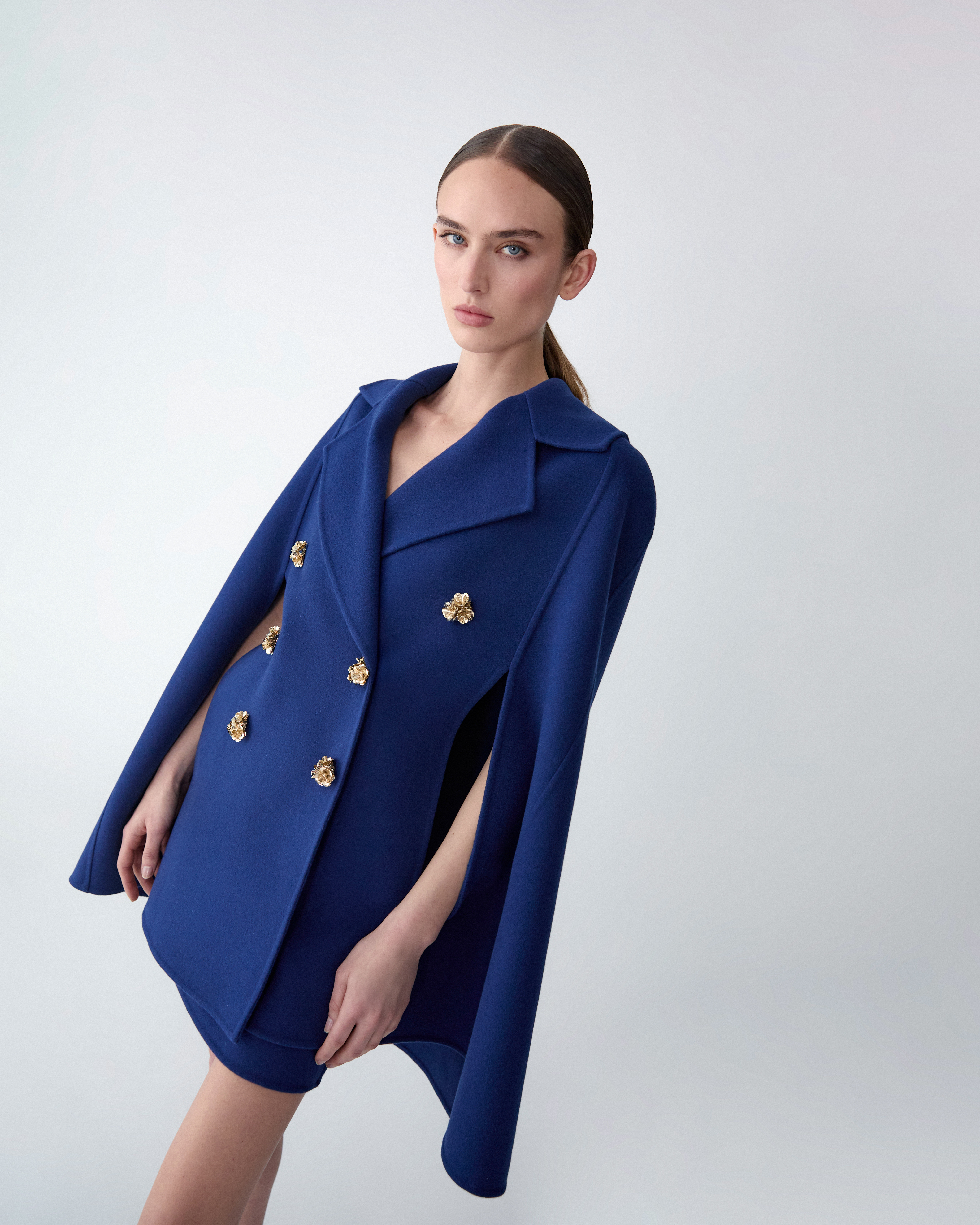 Double-Faced Wool Peacoat Cape - 2