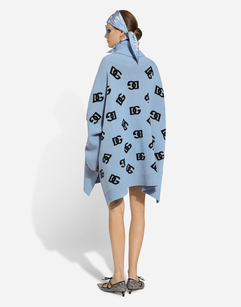 Wool turtle-neck poncho with DG logo inlay 3