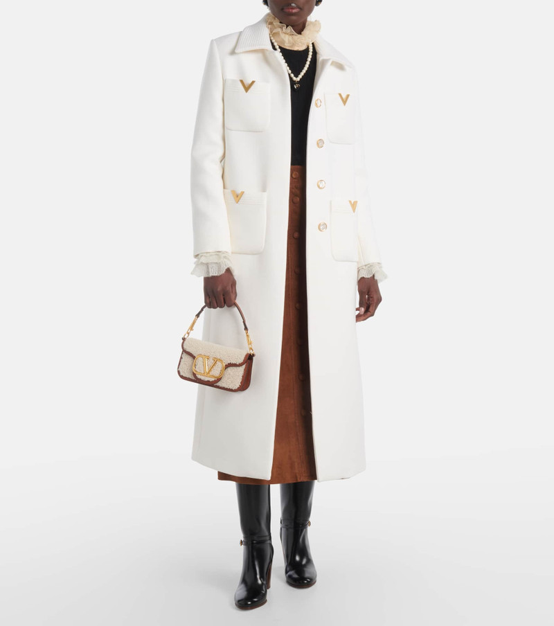 Valentino Locò Small shearling and leather shoulder bag outlook