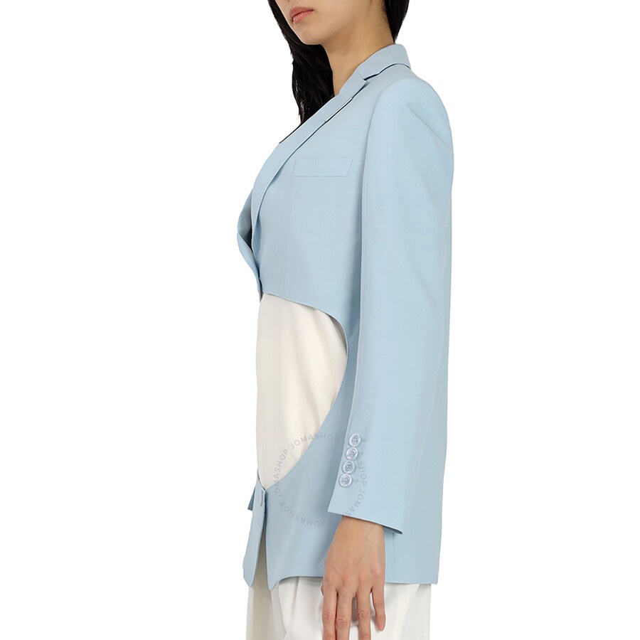 Burberry Ladies Pale Blue Wool Step-through Blazer - 3