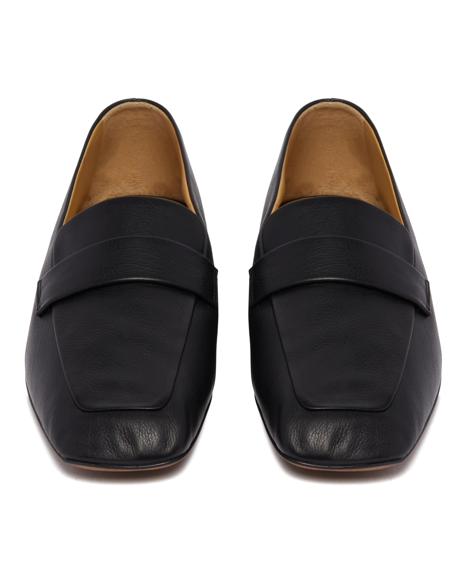 Black Square Leather Loafers - 4