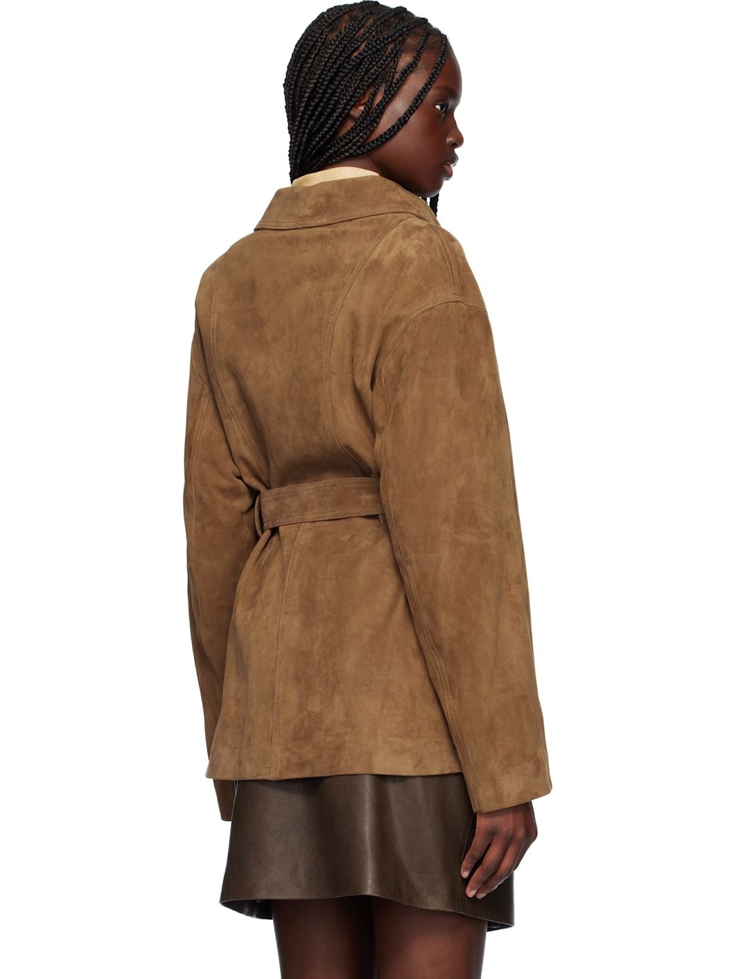 Brown Zakary Belted Suede Jacket - 3