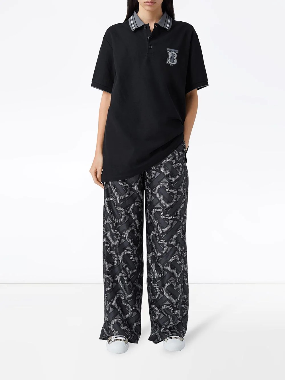 Monogram-motif oversized polo shirt - 3