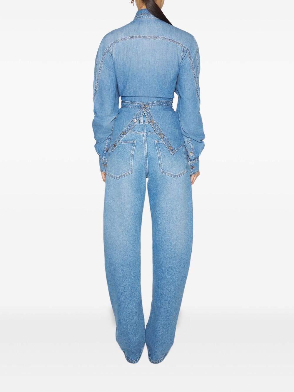 wrap-effect denim shirt - 3