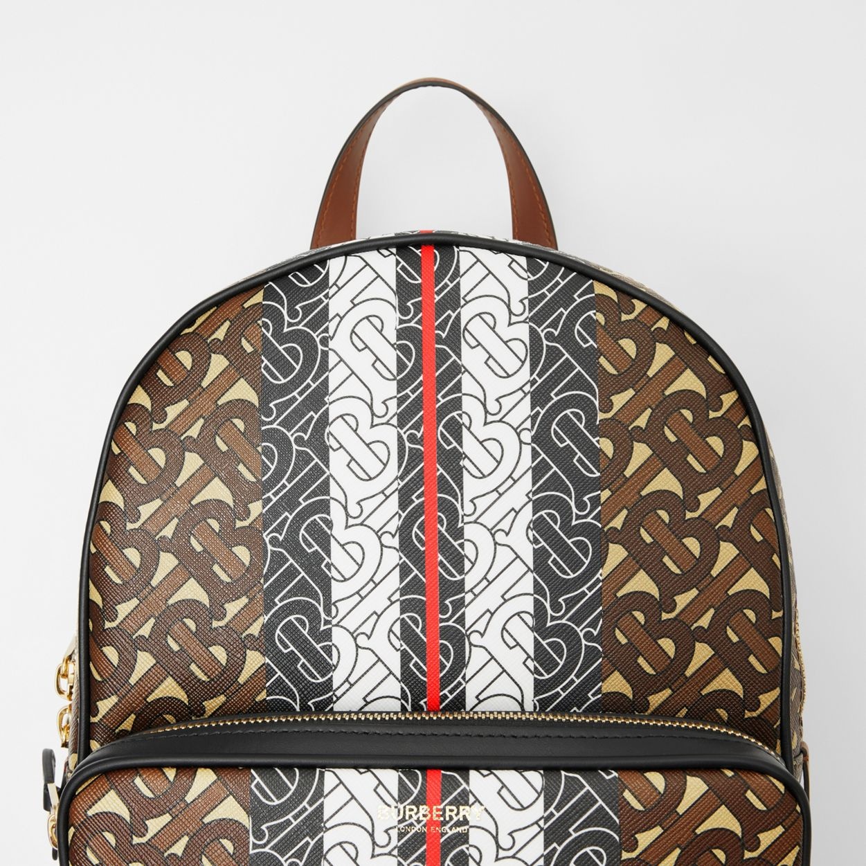 Monogram Stripe Print E-canvas Backpack - 2