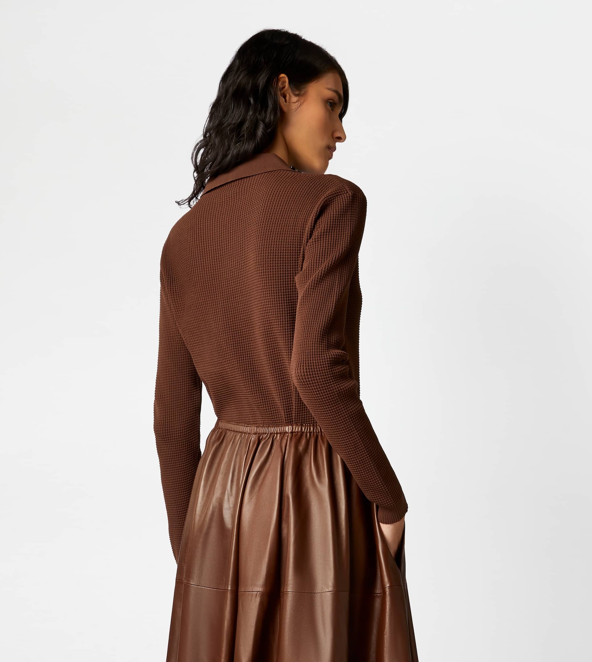 POLO SHIRT IN KNIT - BROWN - 8