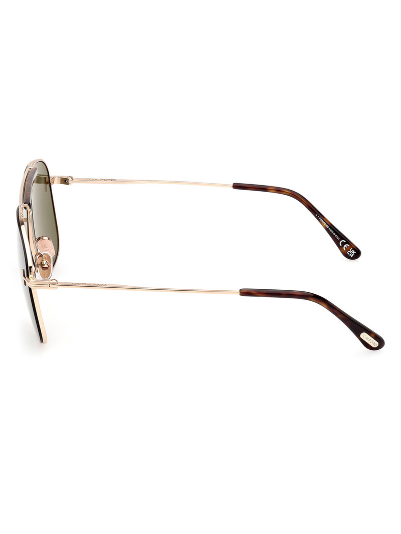 Men's Jaden 60MM Navigator Sunglasses - Rose Gold Green 3