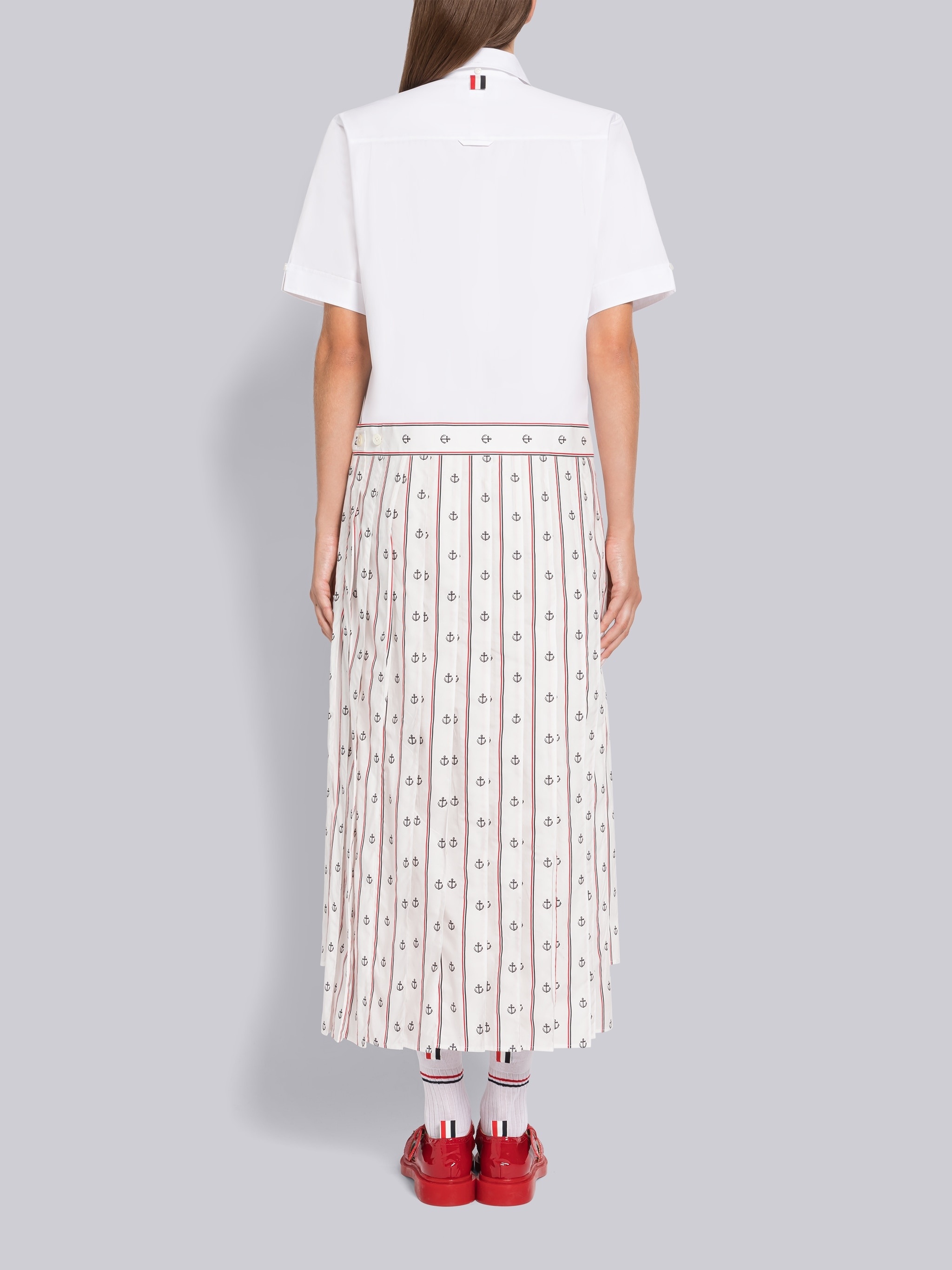 Anchor Print Poplin Pleated Bottom Shirtdress - 3