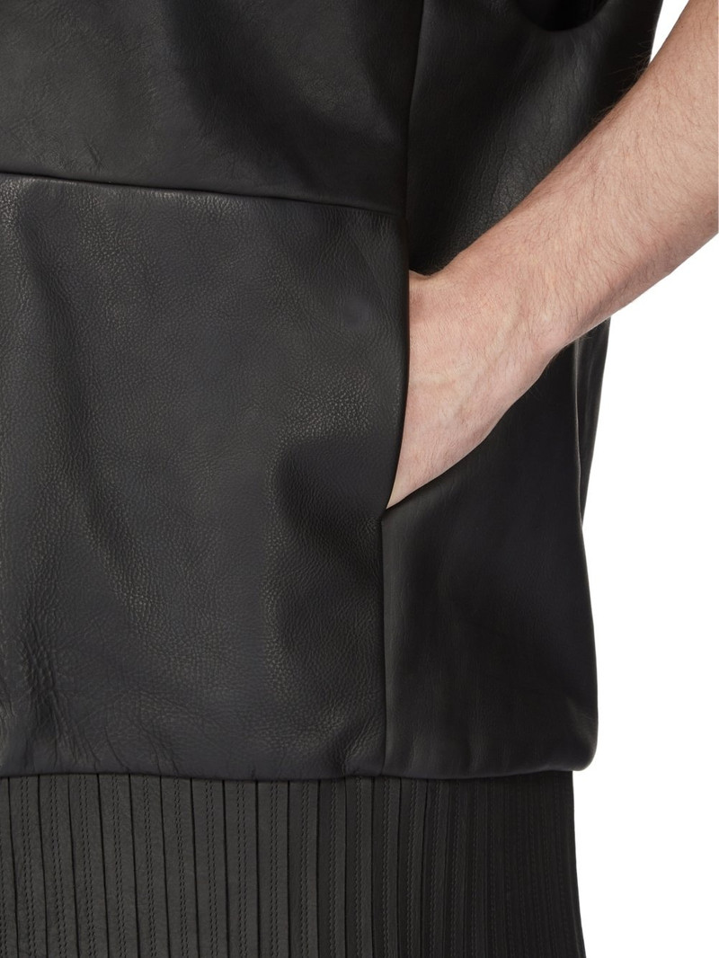 Black Sleeveless Leather Hoodie 7