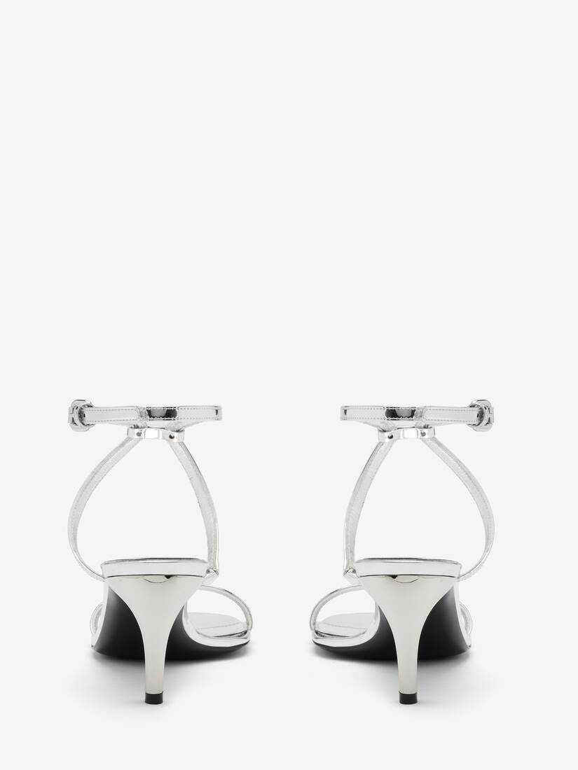 Women's Armadillo Metal Bar Sandal in Silver - 3